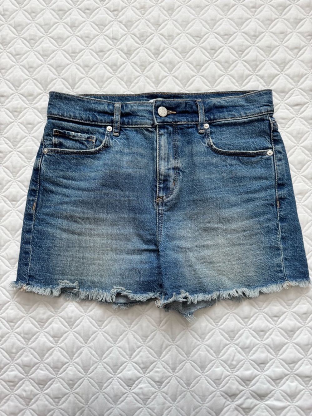 Ann Taylor LOFT Blue Denim Frayed Hem Jean Shorts Size 0 W25